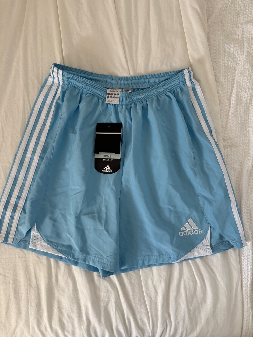 adidas Men's Sky Blue 3-Stripes Athletic Shorts